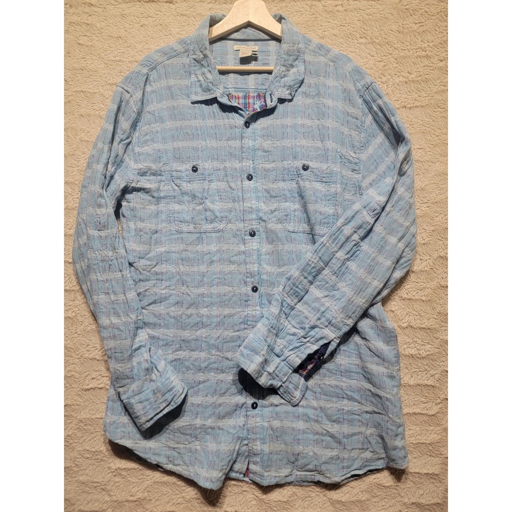 Carbon 2 Cobalt Mens XLT Blue Textured Dobby Stripe Cotton Button Down Shirt